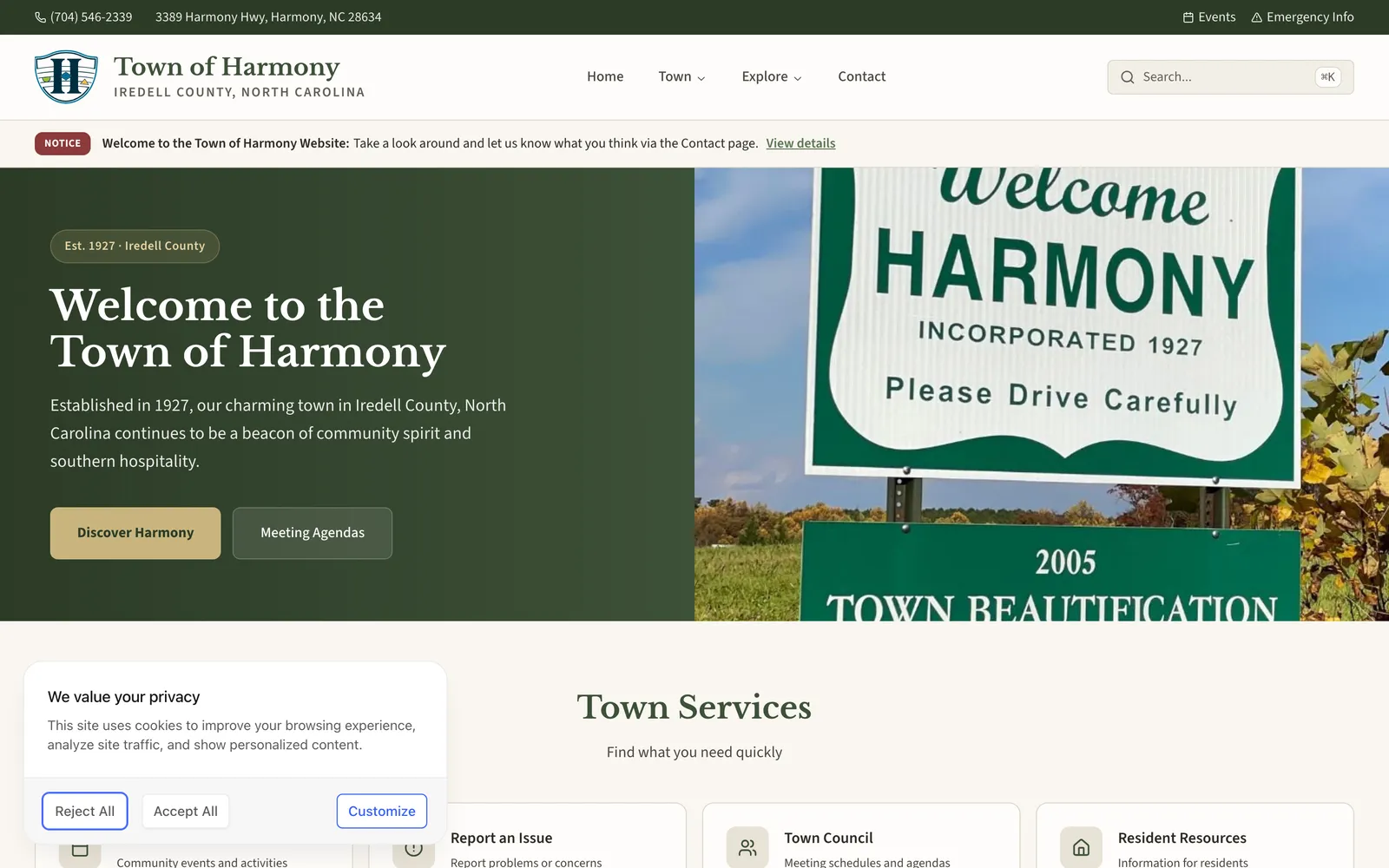 Town of Harmony — Government · Iredell County, NC